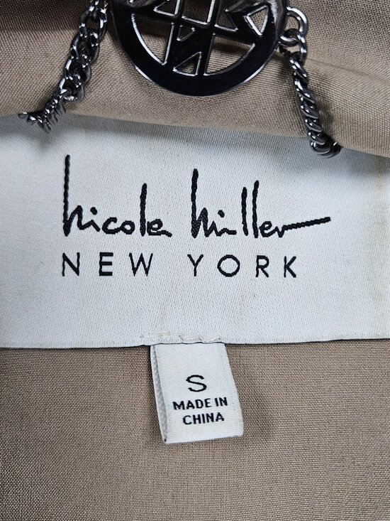 Nicole Miller Tan Leopard Removable Hood Belted Trench Soft Shell Long Coat S - Picture 3 of 16